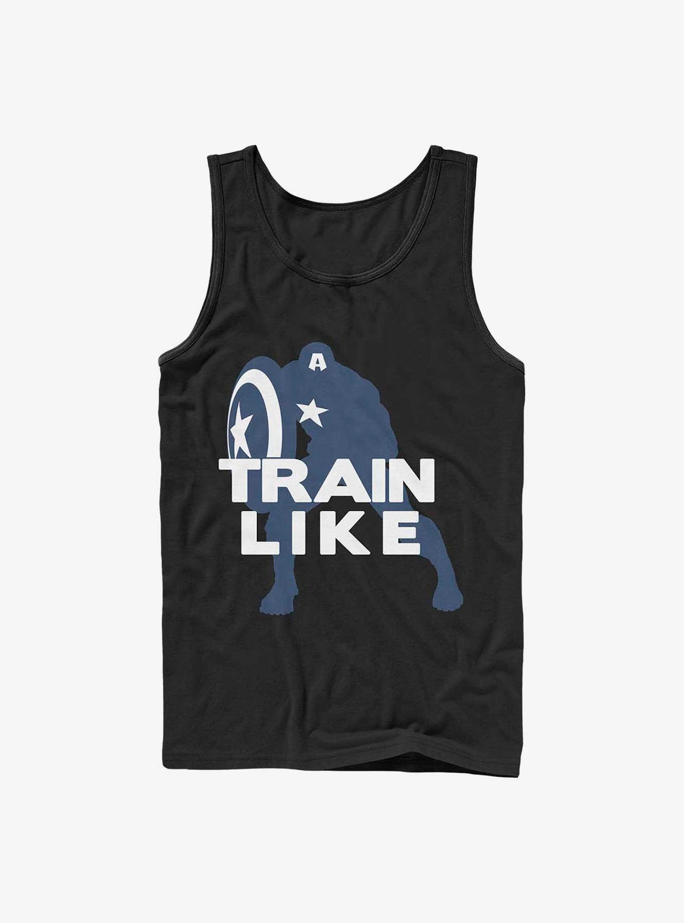 Marvel Captain America Train Like Captain America Silhouette Tank, BLACK, hi-res