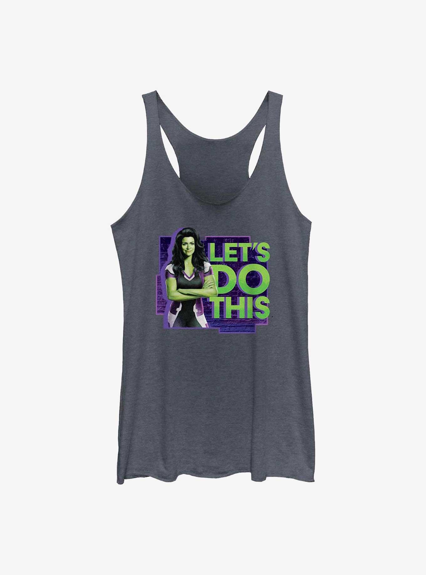 Marvel Hulk She-Hulk Let's Do This Badge Girls Tank, NAVY HTR, hi-res