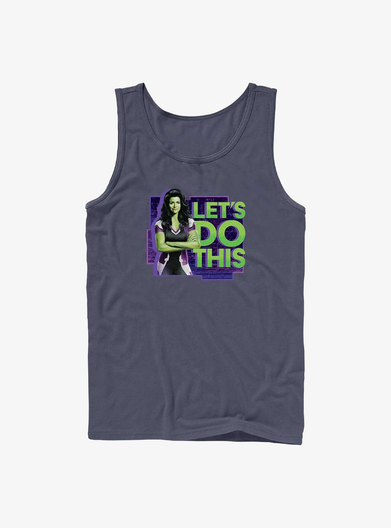 Marvel Hulk She-Hulk Let's Do This Badge Tank, NAVY, hi-res