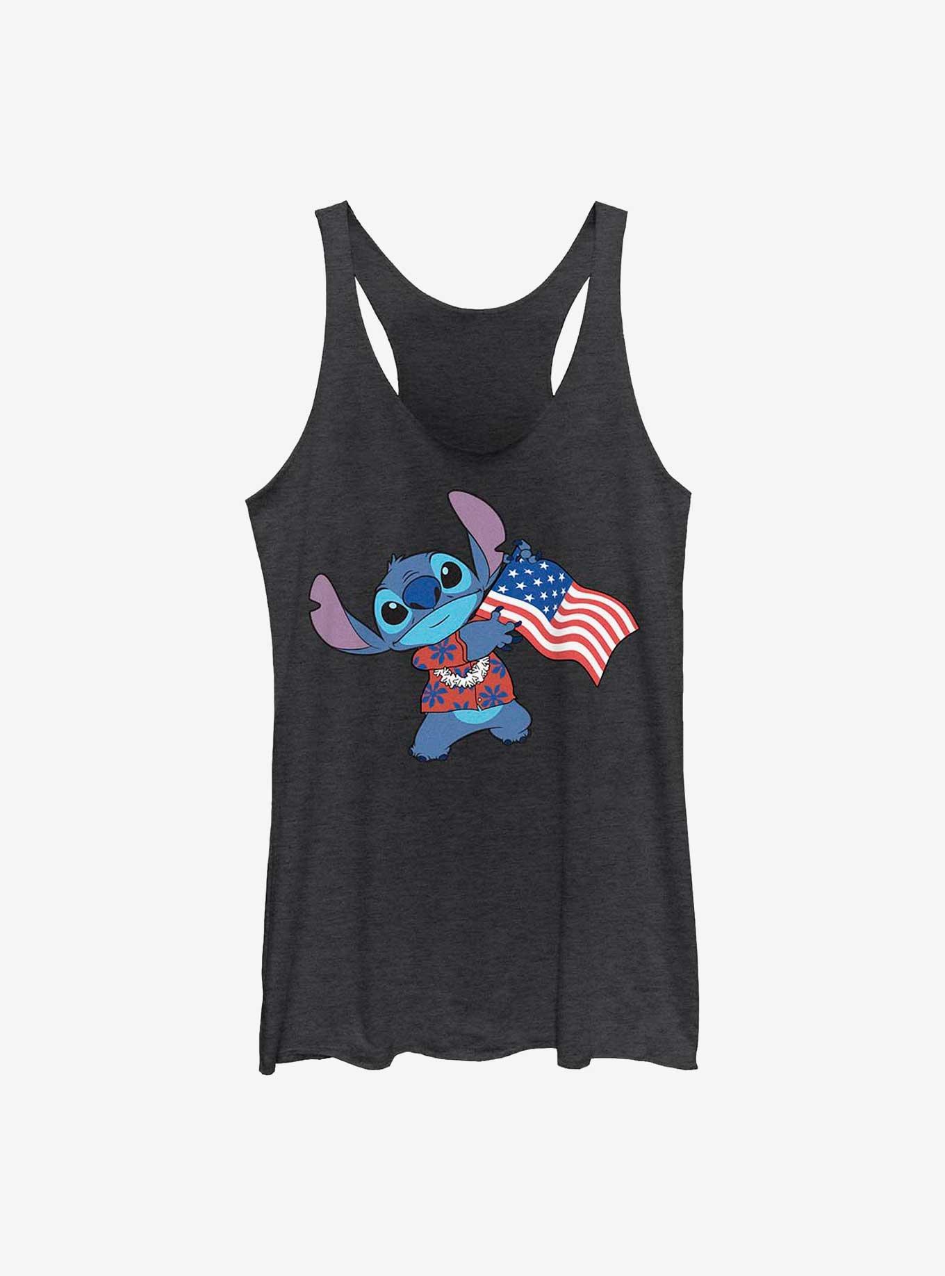 Disney Lilo & Stitch Tropic Stitch Flag Girls Tank, BLK HTR, hi-res