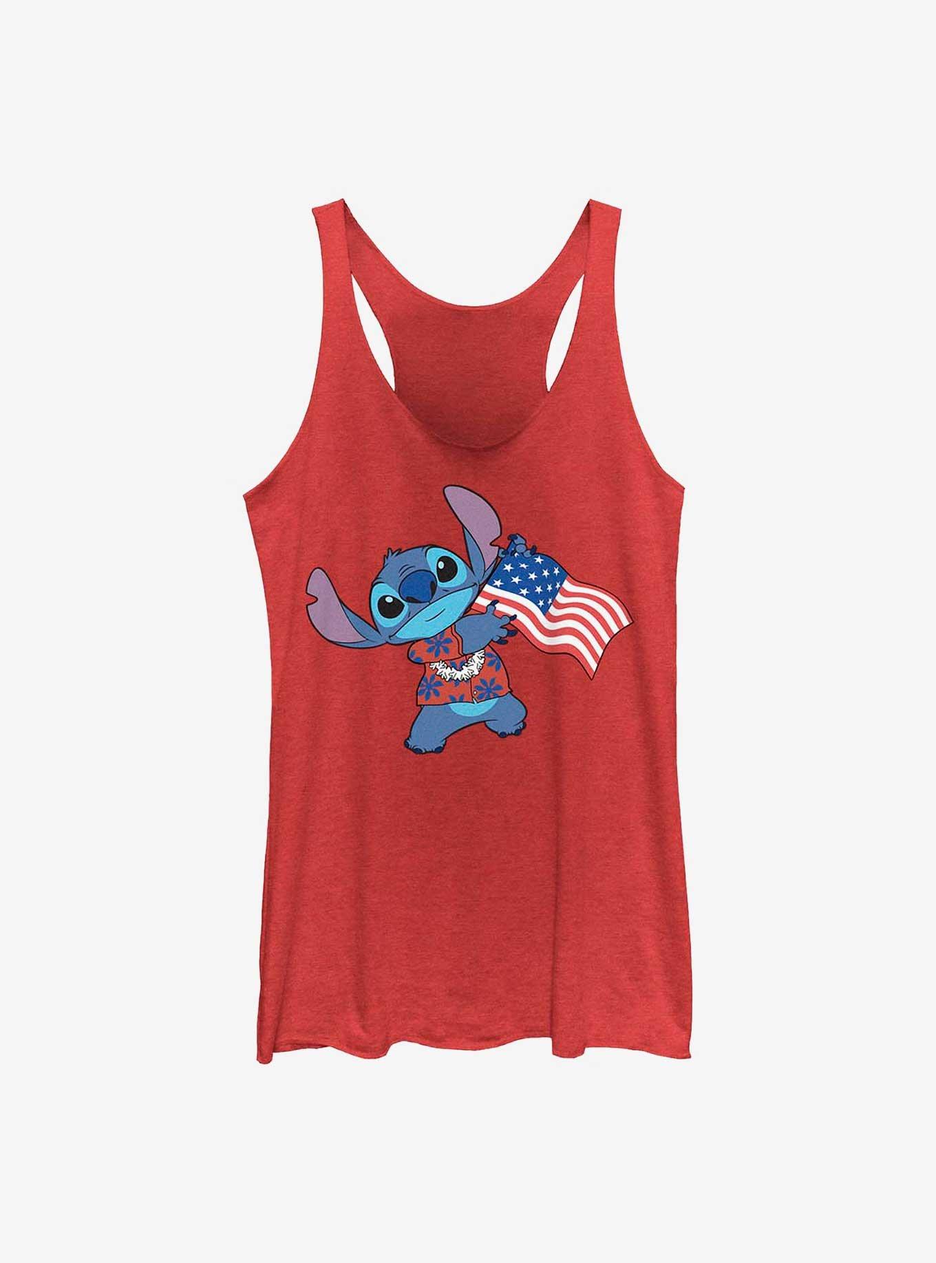 Disney Lilo & Stitch Tropic Stitch Flag Girls Tank, RED HTR, hi-res