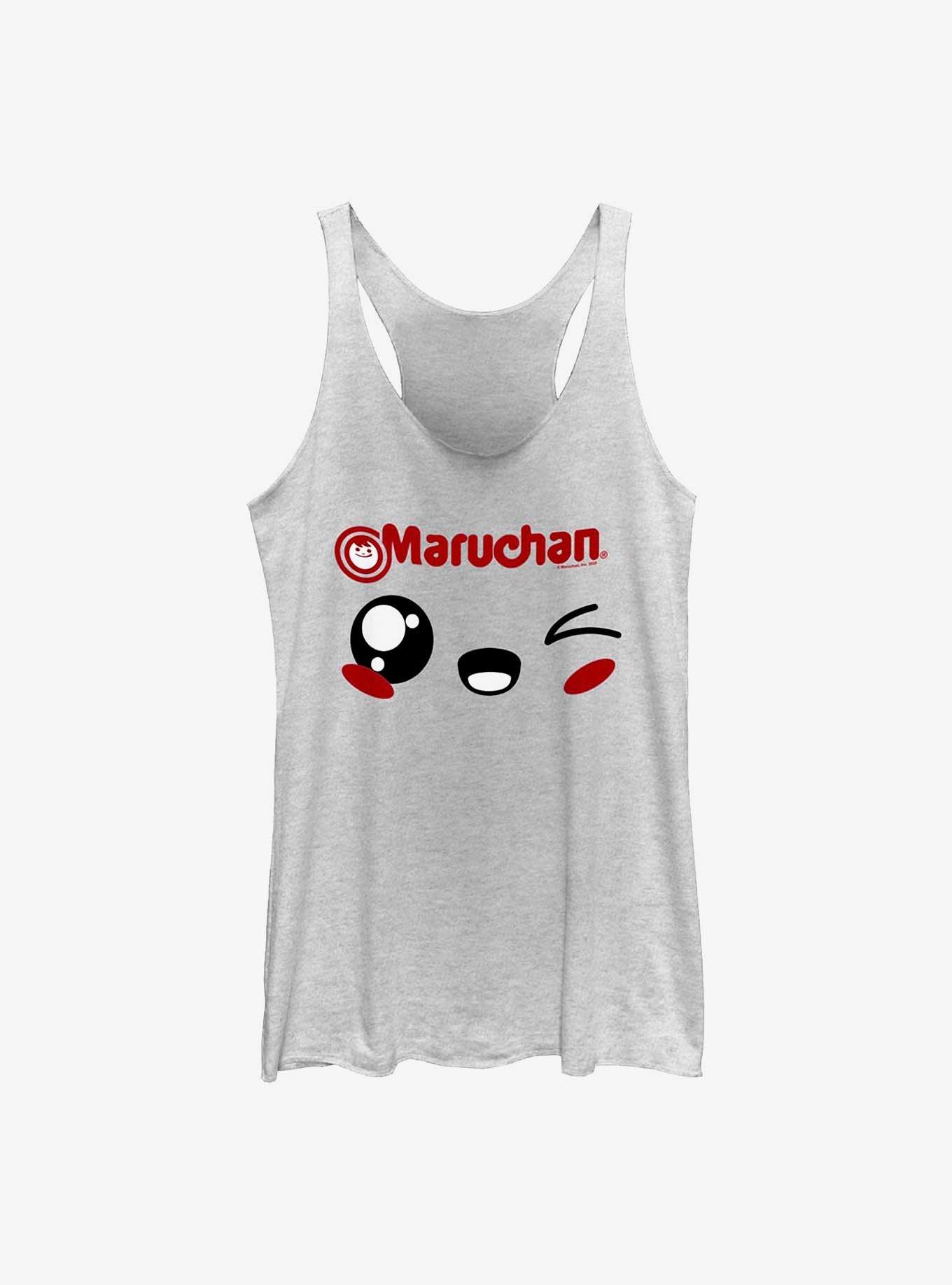 Maruchan Cute Wink Face Girls Tank, WHITE HTR, hi-res