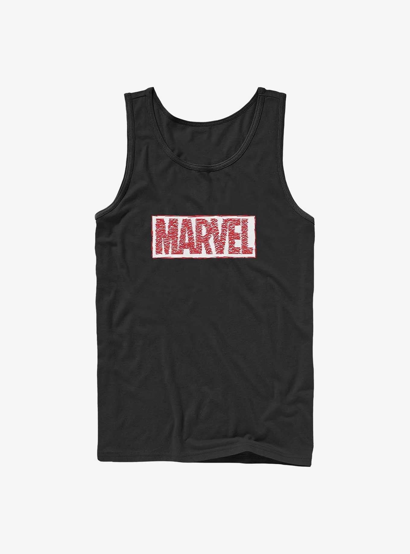 Marvel Scribble Logo Tank, BLACK, hi-res