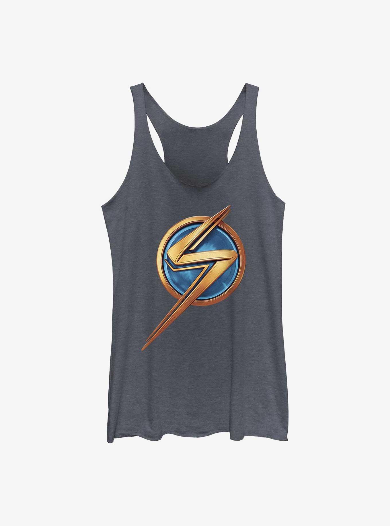 Marvel Ms. Marvel Logo Icon Girls Tank, NAVY HTR, hi-res