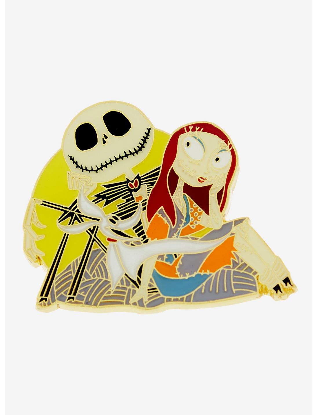 Loungefly Disney The Nightmare Before Christmas 30th Anniversary Jack & Sally Enamel Pin - BoxLunch Exclusive, , hi-res