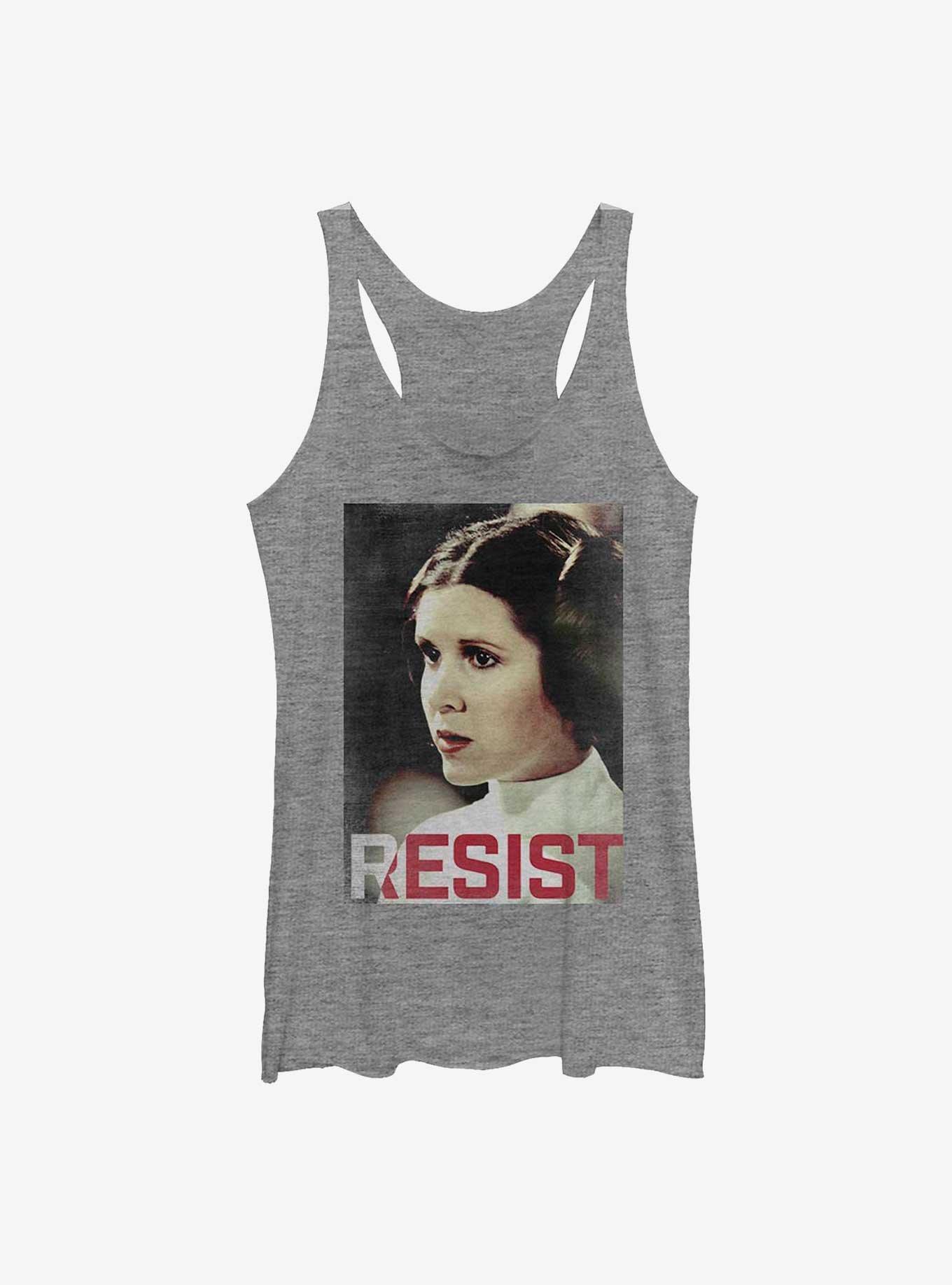 Star Wars Resist Leia Pic Girls Tank, GRAY HTR, hi-res