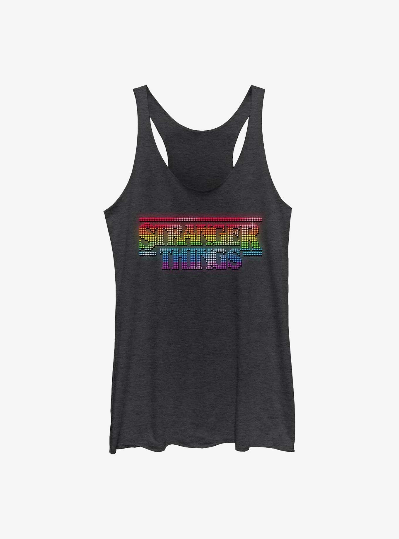 Stranger Things Rainbow Logo Girls Tank, BLK HTR, hi-res