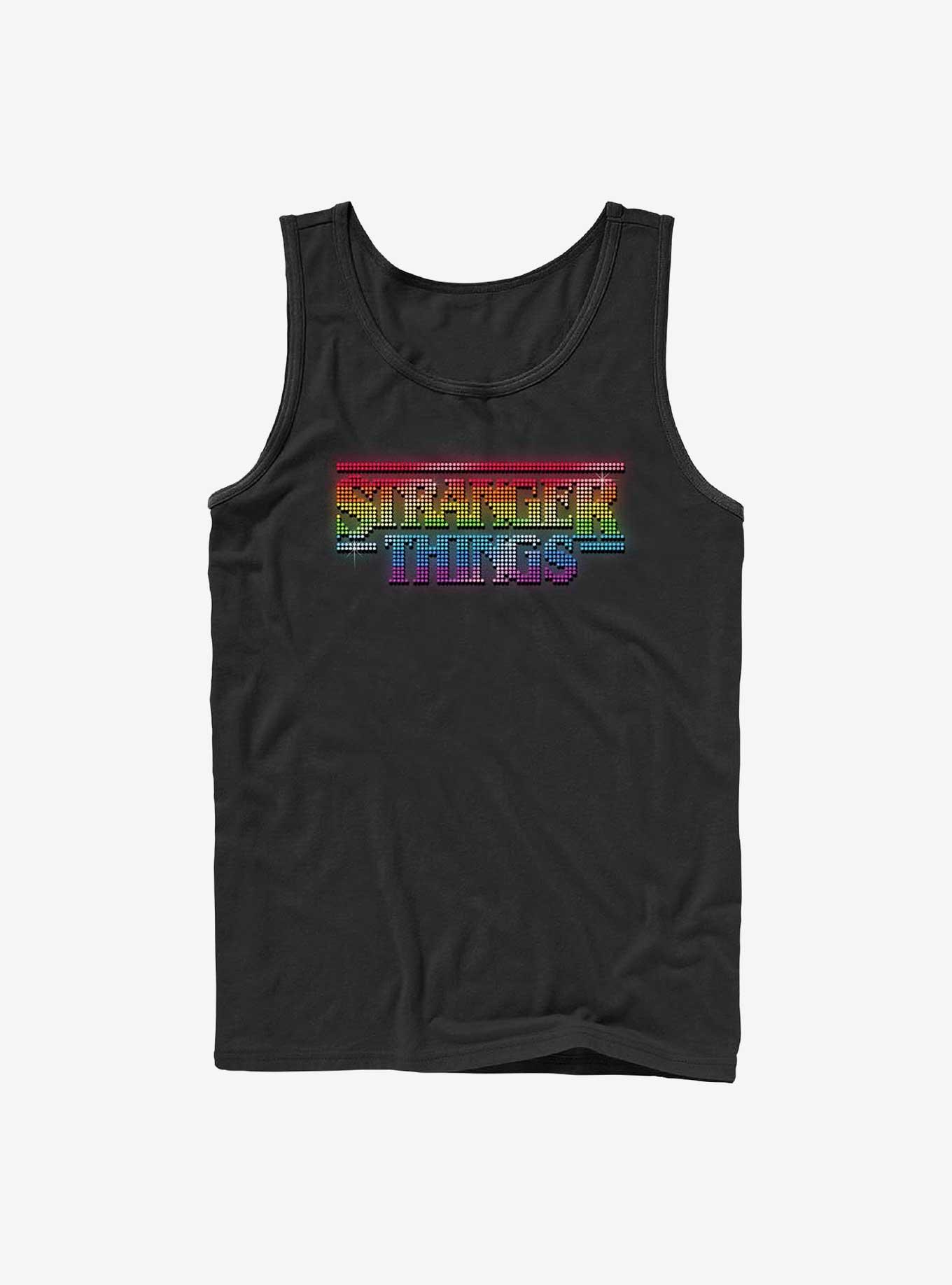 Stranger Things Rainbow Logo Tank, BLACK, hi-res