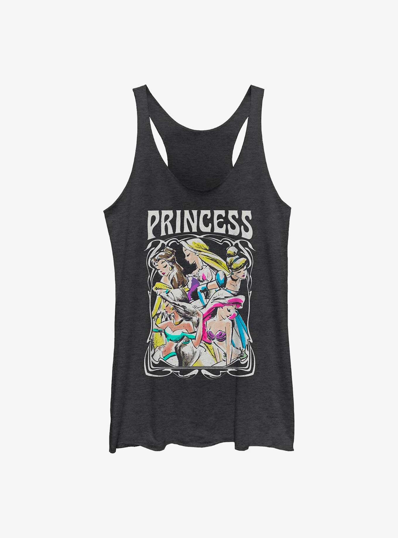 Disney Princesses Retro Princess Womens Tank Top, BLK HTR, hi-res