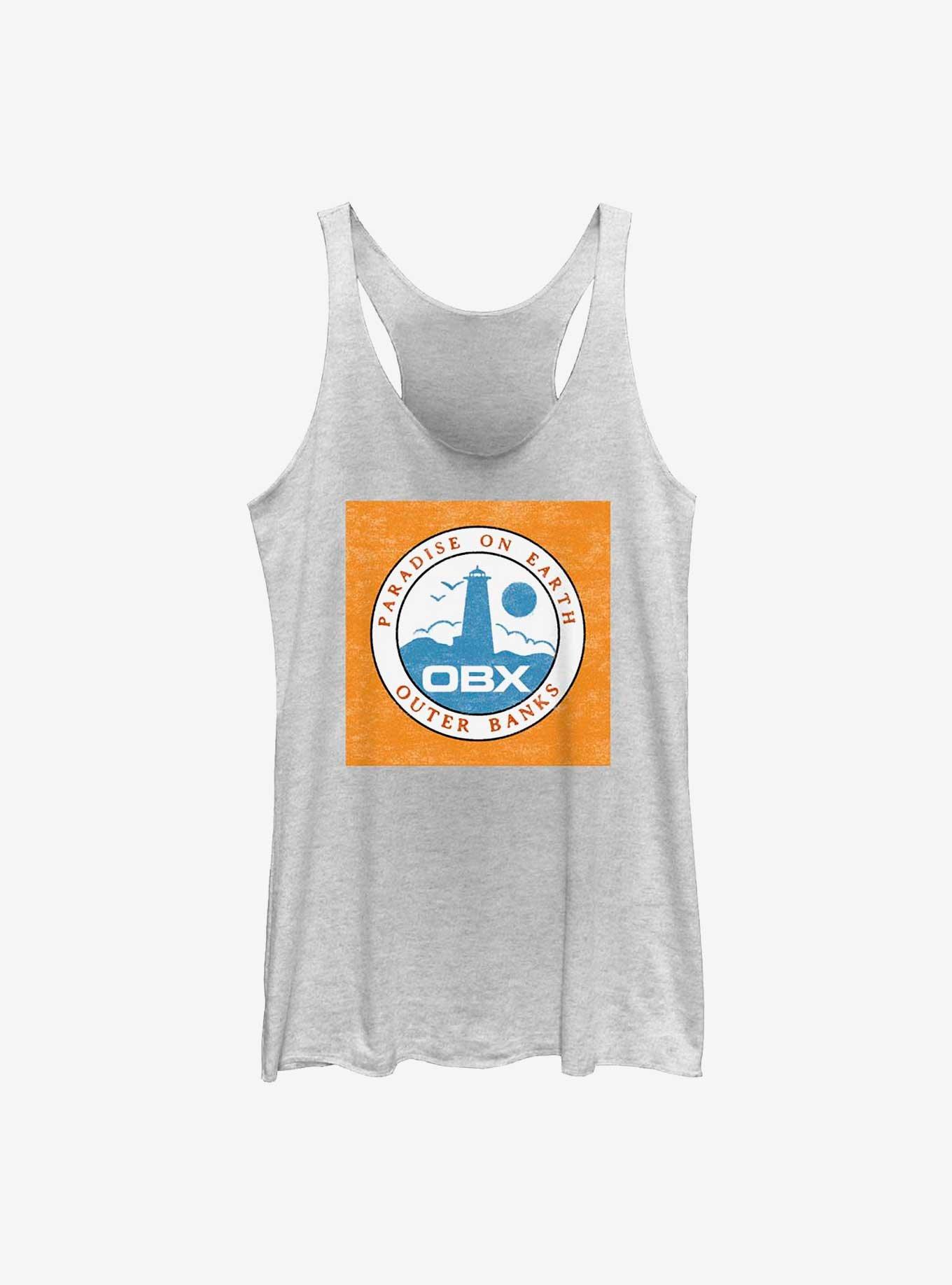 Outer Banks OBX Boxed Badge Womens Tank Top, WHITE HTR, hi-res