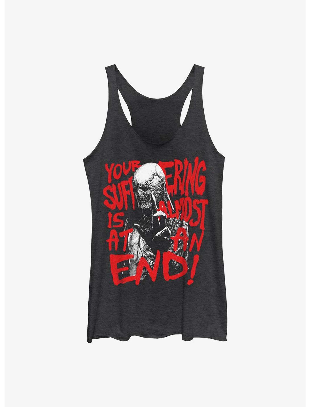 Stranger Things Vecna Your Suffering Is Almost At An End Womens Tank Top, BLK HTR, hi-res