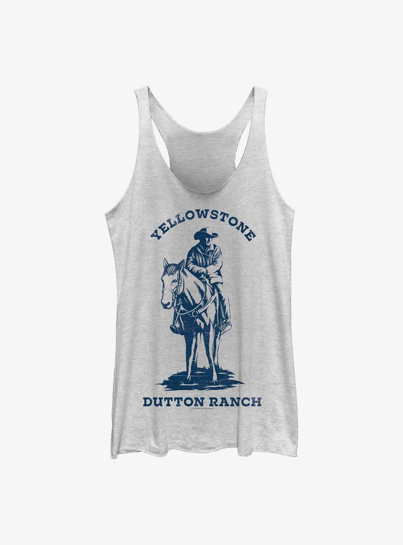 Yellowstone Dutton Ranch Cowboy Womens Tank Top, WHITE HTR, hi-res