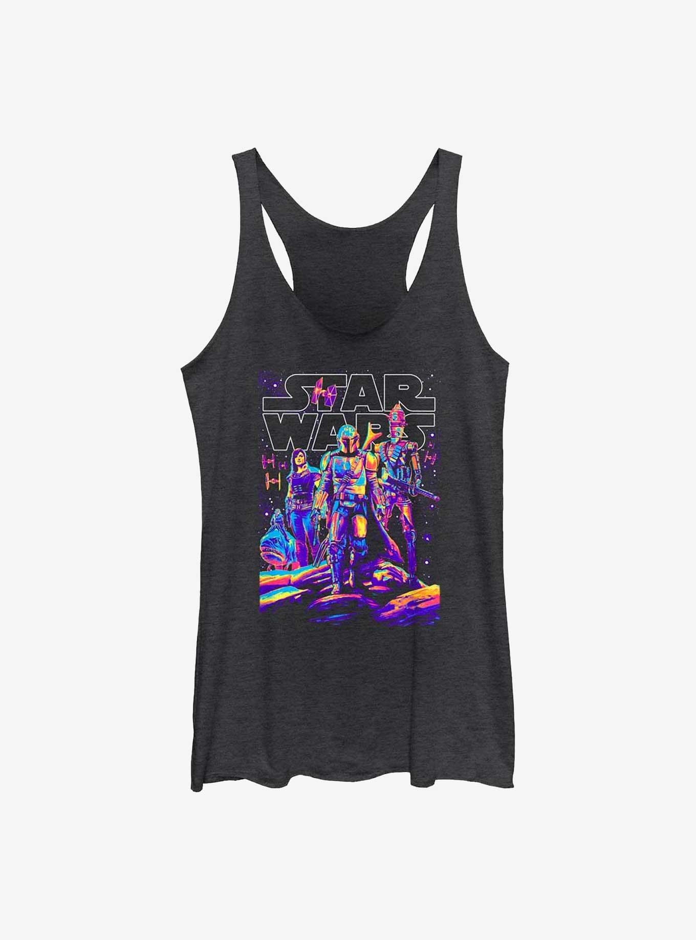 Star Wars The Mandalorian Light It Up Womens Tank Top, BLK HTR, hi-res