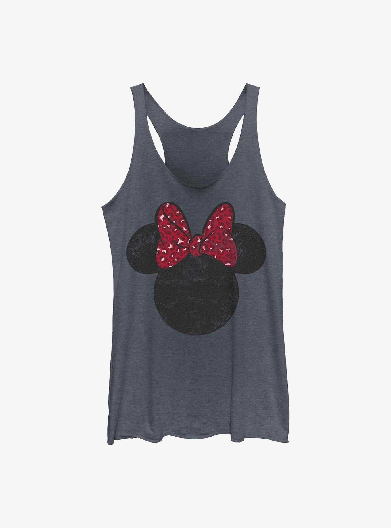 Disney Minnie Mouse Leopard Bow Ears Womens Tank Top, NAVY HTR, hi-res