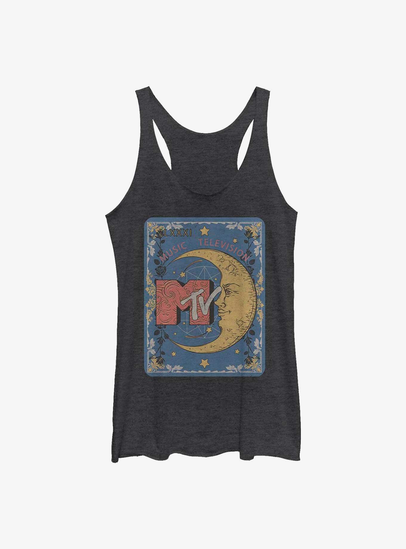 MTV Moon Tarot Card Womens Tank Top, BLK HTR, hi-res