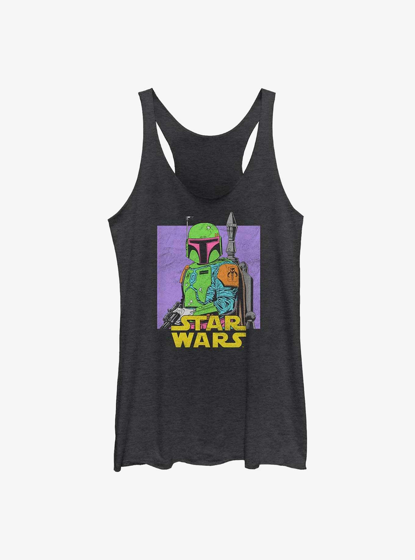 Star Wars Neon Boba Womens Tank Top, BLK HTR, hi-res