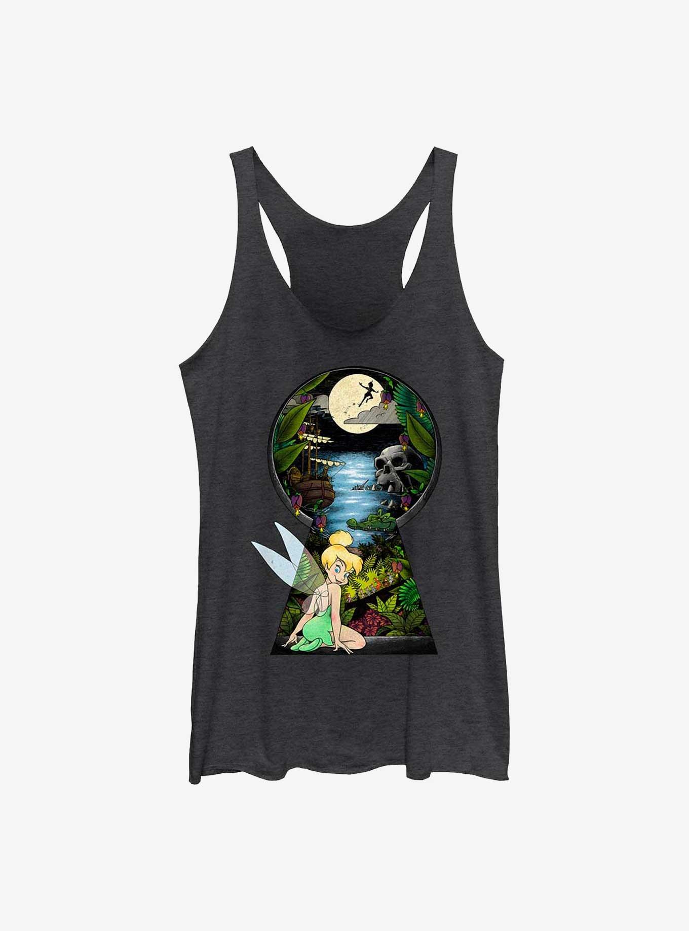 Disney Tinker Bell Keyhole Womens Tank Top, BLK HTR, hi-res