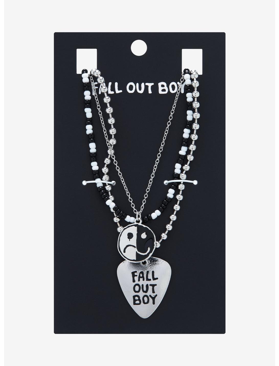 Fall Out Boy Guitar Pick Face Necklace Set, , hi-res