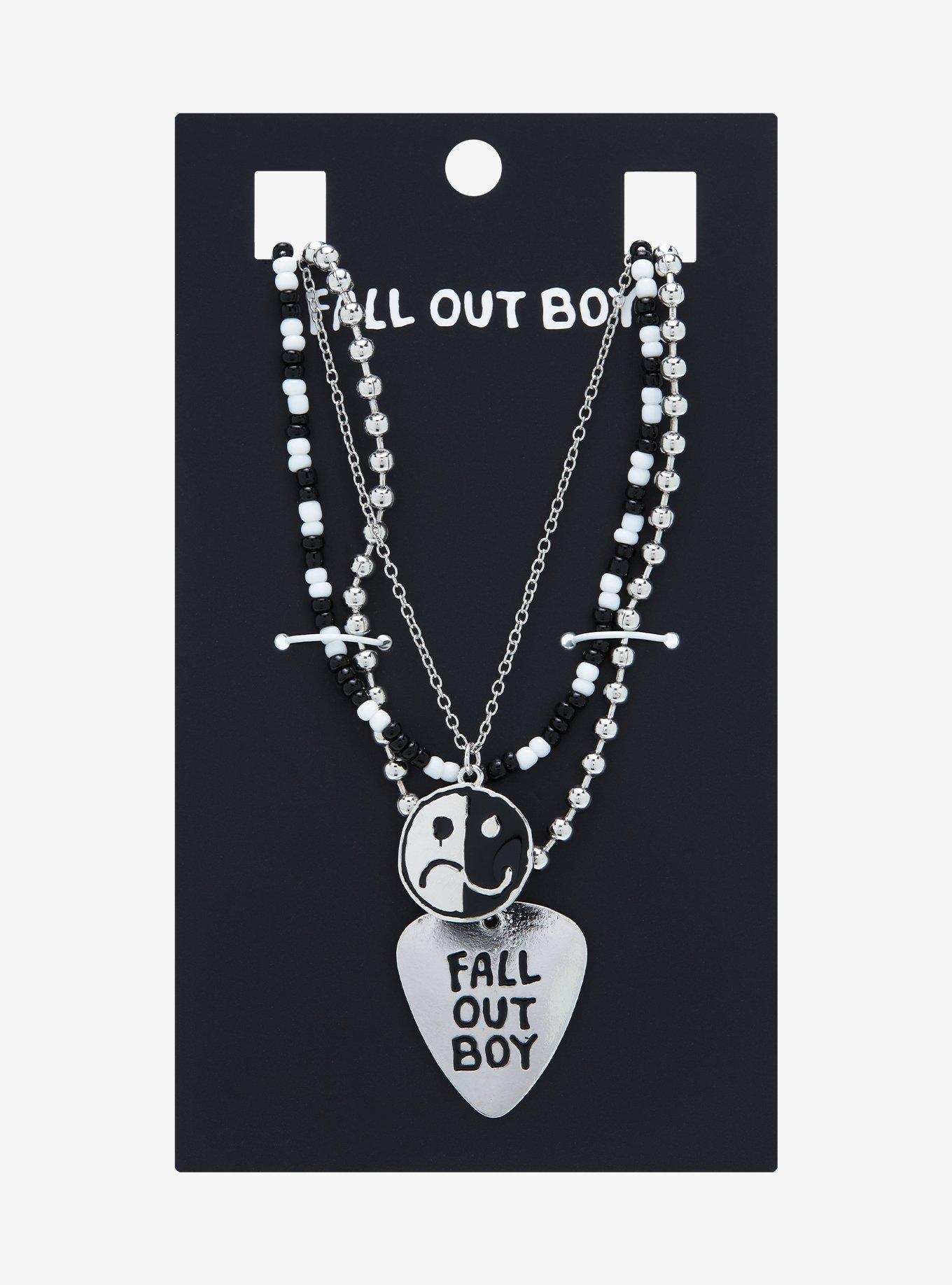 Fall Out Boy Guitar Pick Face Necklace Set | Hot Topic