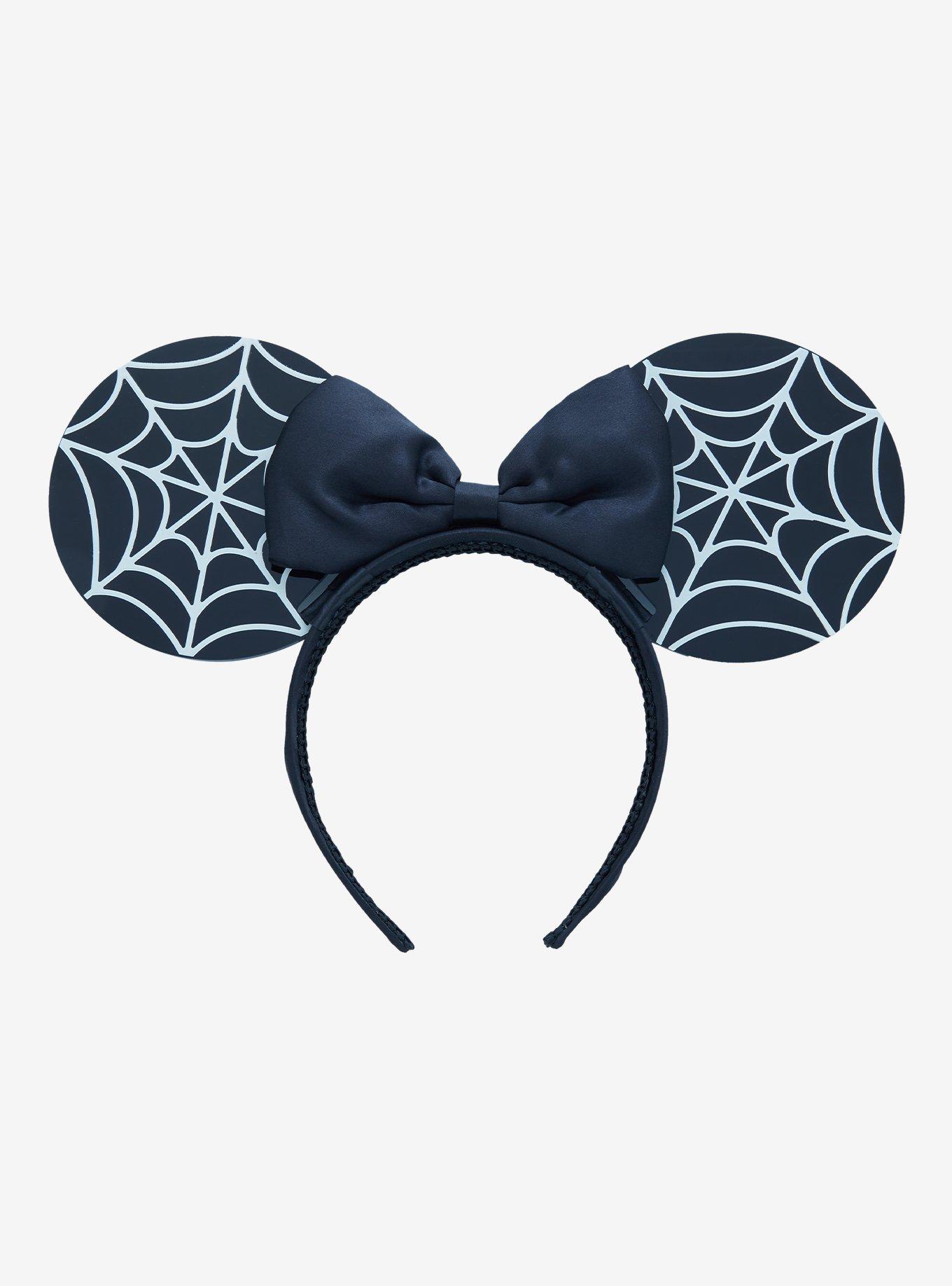 Disney Minnie Mouse Glow-in-the-Dark Spiderweb Ears Headband - BoxLunch Exclusive, , hi-res
