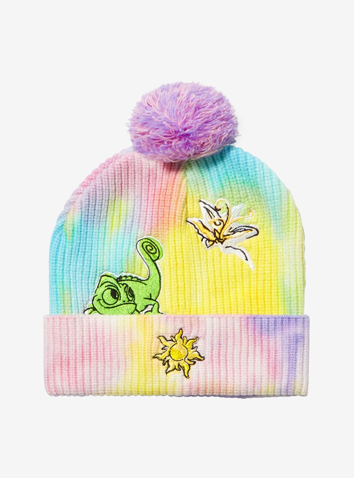 Disney Tangled Icons Tie-Dye Pom-Pom Youth Beanie - BoxLunch Exclusive, , hi-res