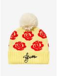 Disney Beauty and The Beast Roses Pom-Pom Youth Beanie - BoxLunch Exclusive, , hi-res