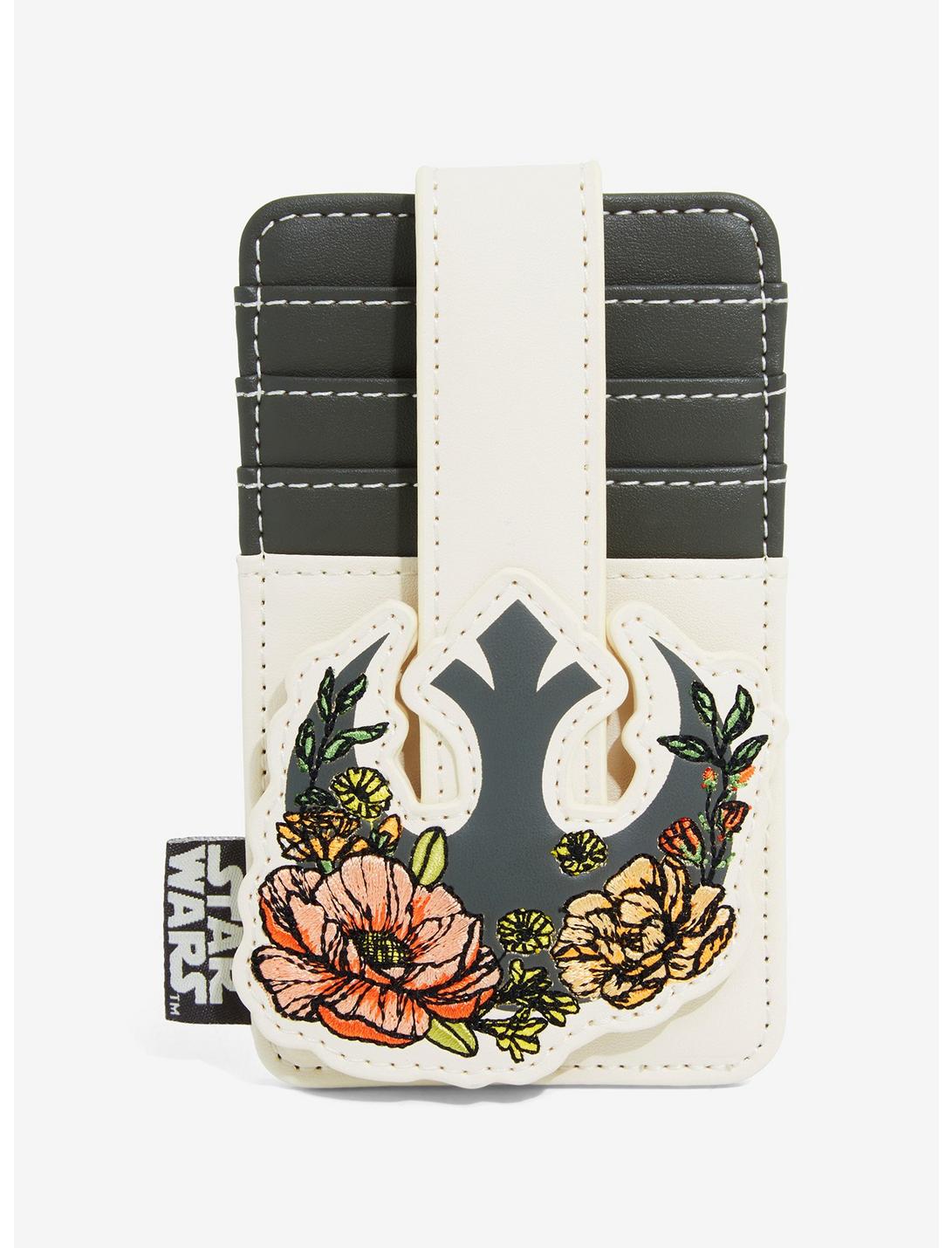 Loungefly Star Wars Gray and Cream Floral Rebel Cardholder - BoxLunch Exclusive, , hi-res