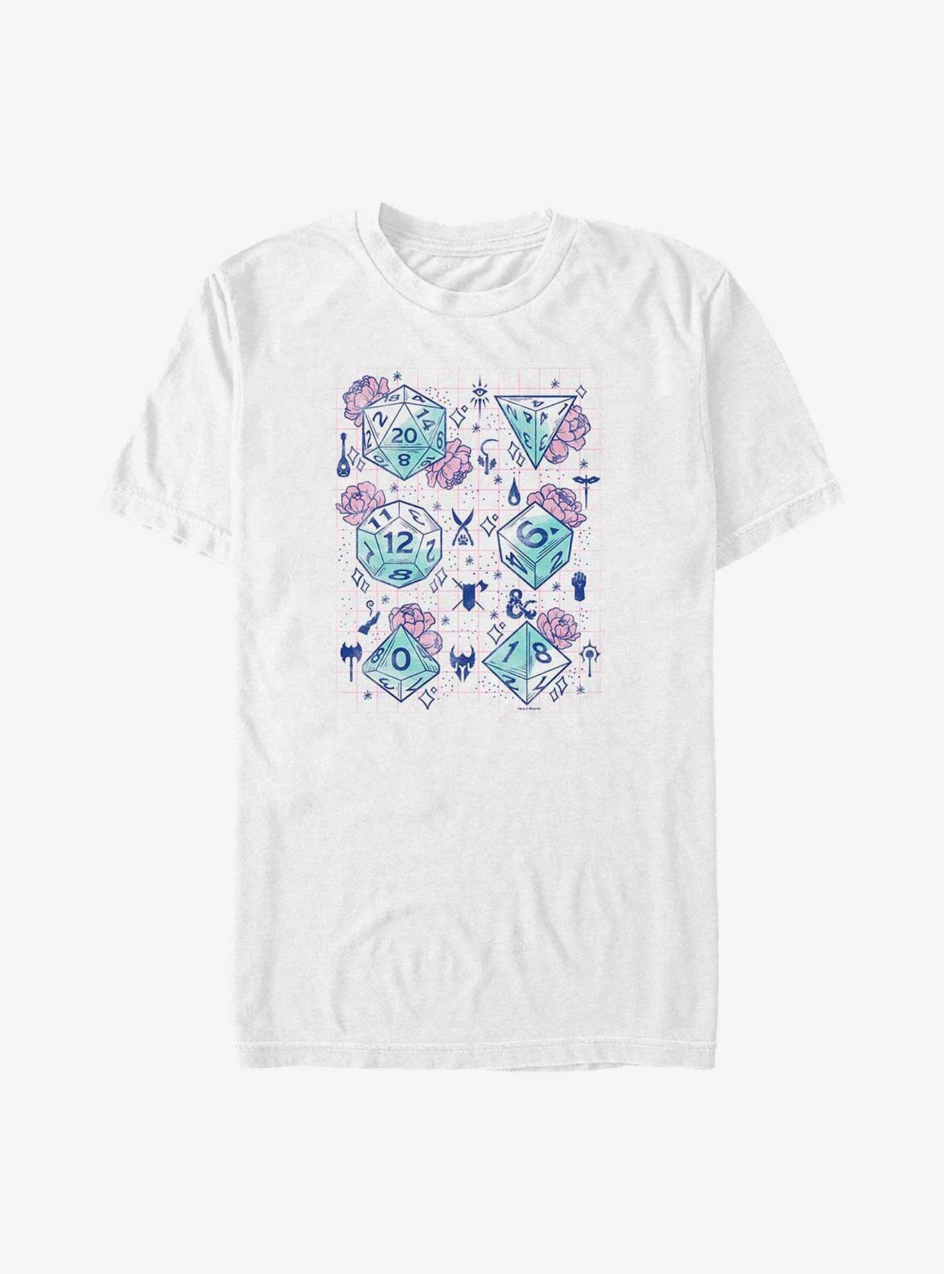 Dungeons & Dragons Floral Dice Big & Tall T-Shirt, WHITE, hi-res