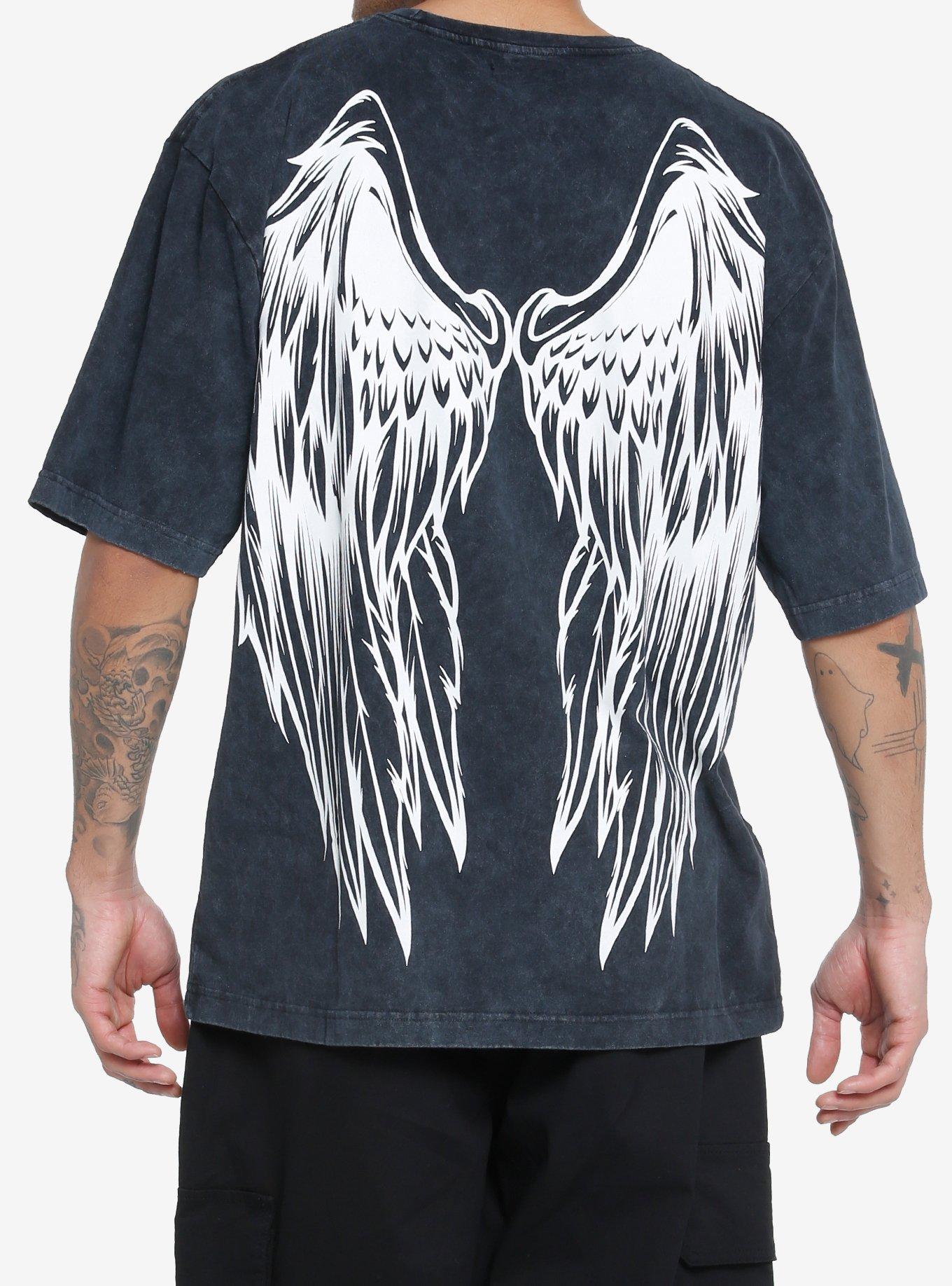 Skull & Wings Oversized T-Shirt, WHITE, hi-res