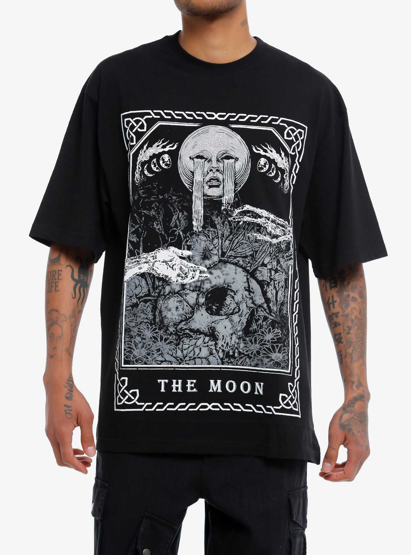 Crying Moon Tarot Card Oversized T-Shirt, , hi-res