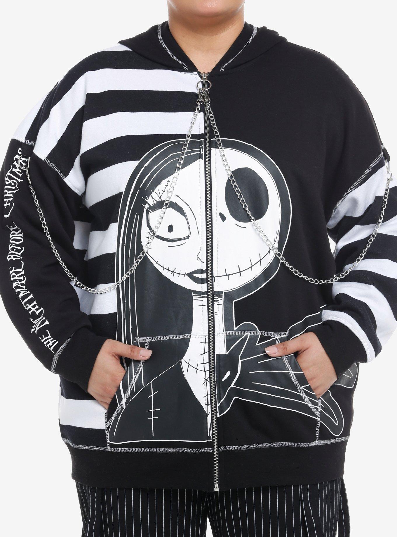 Her Universe The Nightmare Before Christmas Jack Stripe Split Girls Oversized Hoodie Plus Size