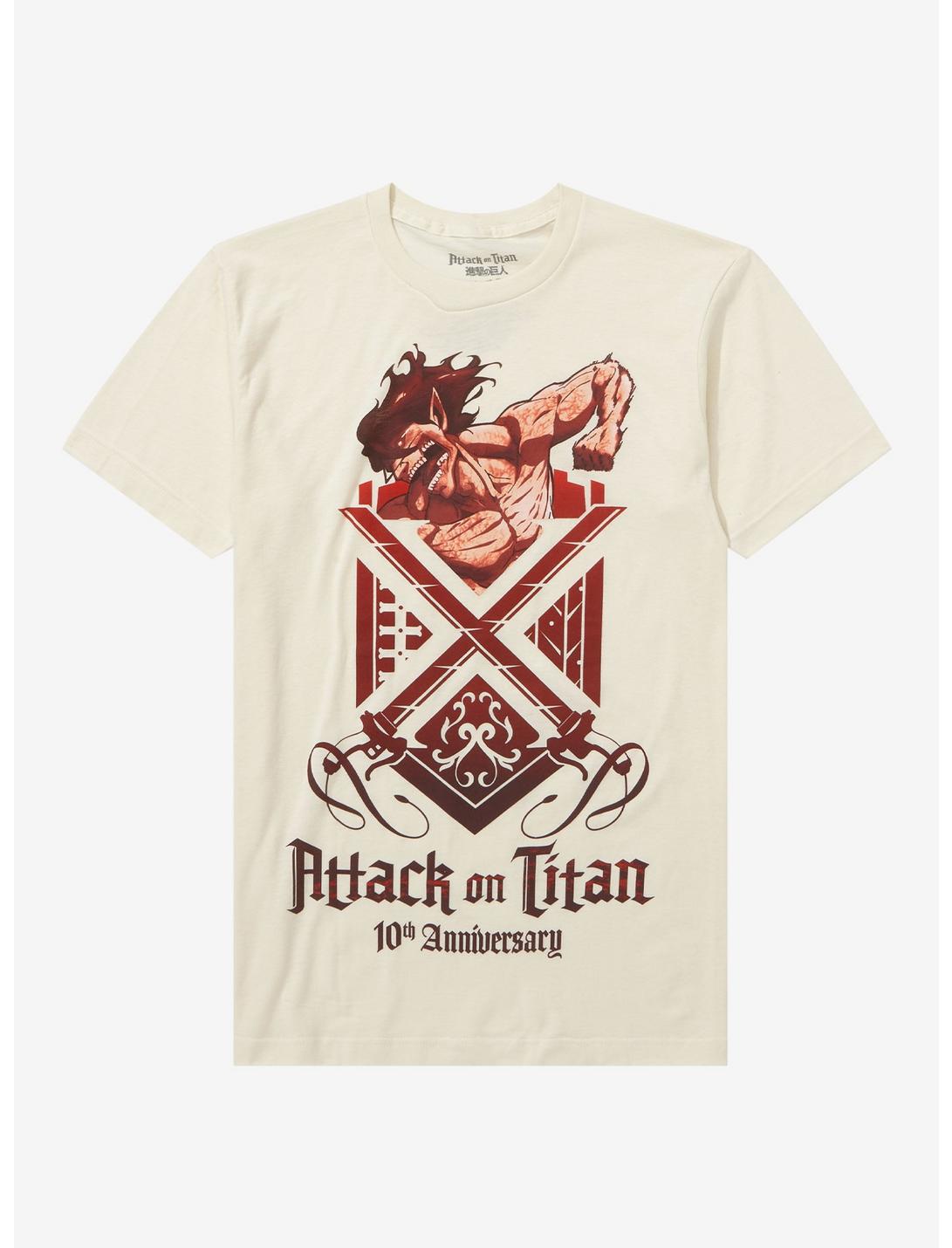Attack On Titan 10th Anniversary T-Shirt, BEIGE, hi-res