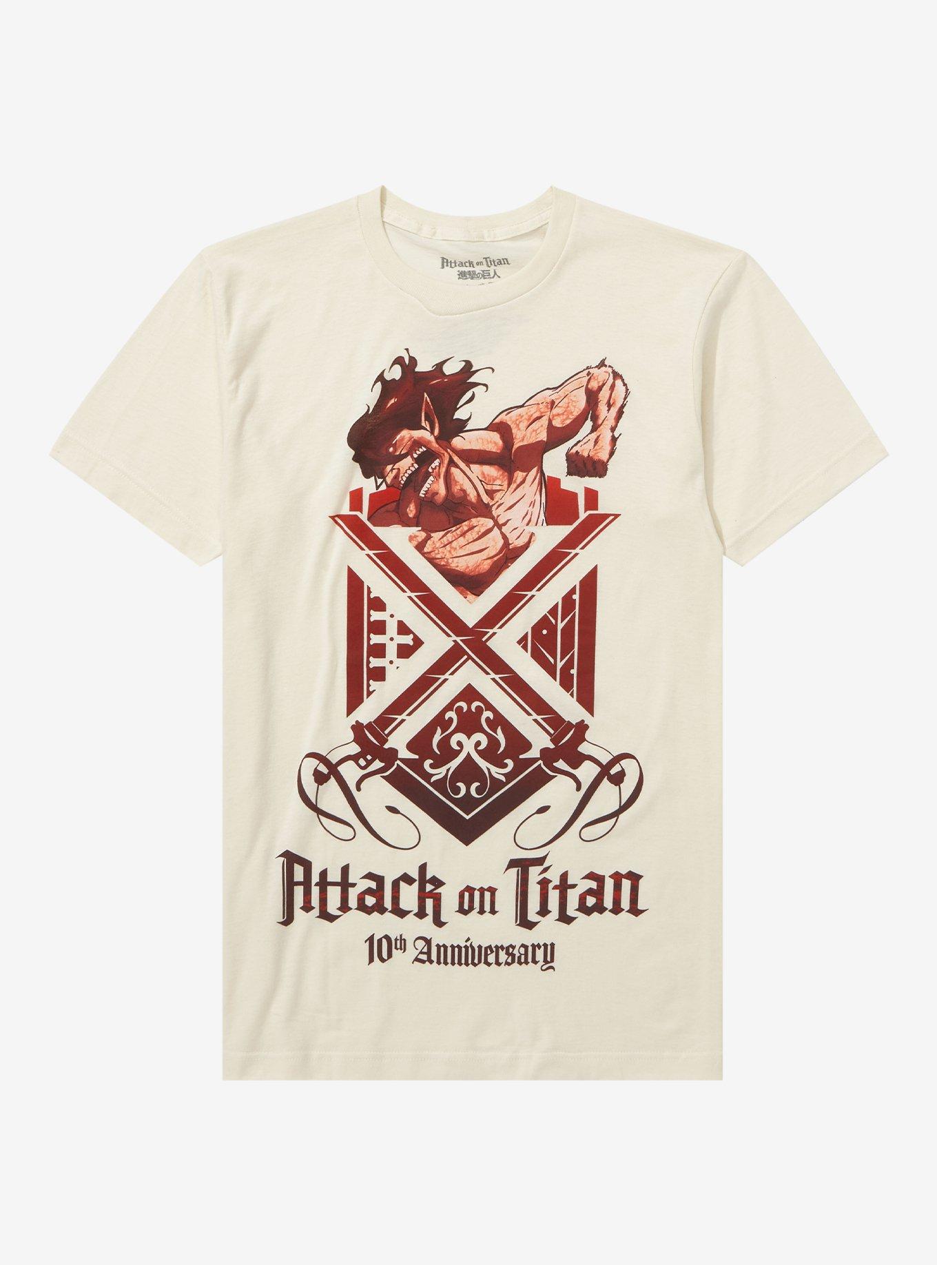 Attack On Titan 10th Anniversary T-Shirt, BEIGE, hi-res