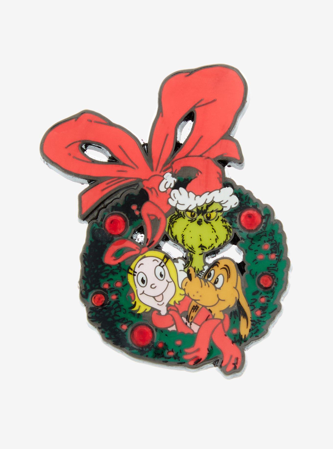 Loungefly How The Grinch Stole Christmas! Wreath Trio Enamel Pin, , hi-res
