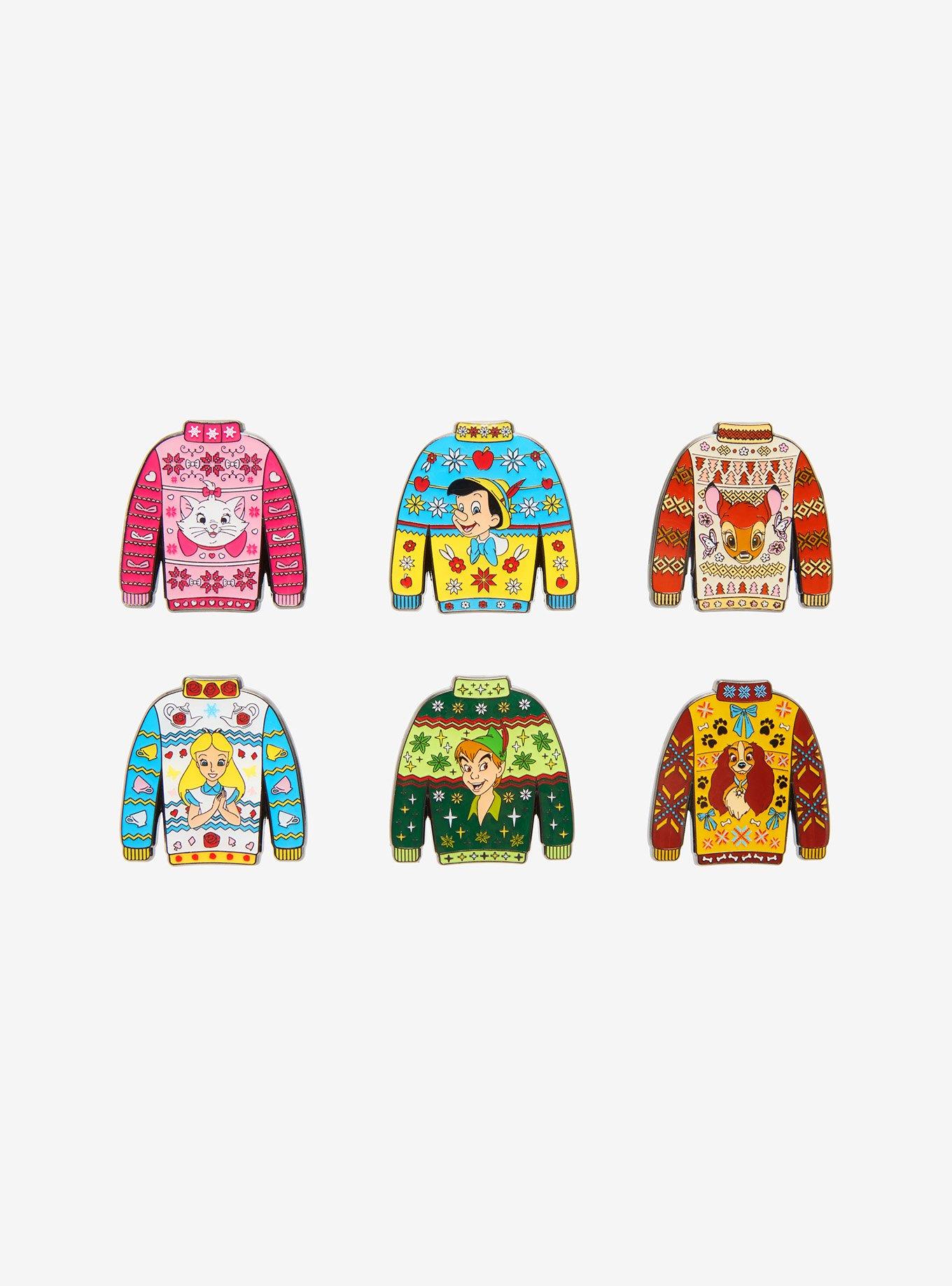 Loungefly Disney Holiday Sweater Blind Box Enamel Pin, , hi-res