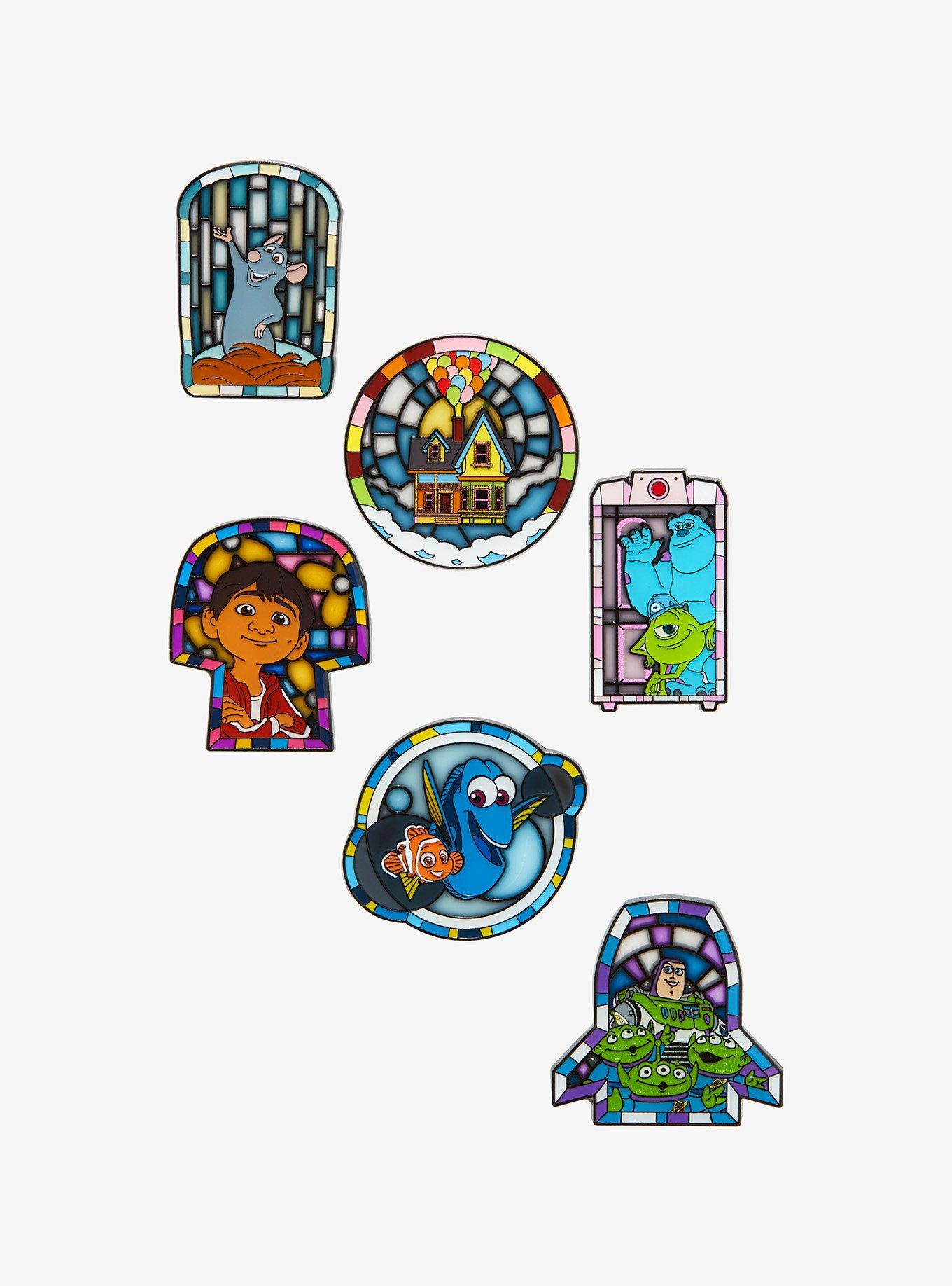 Loungefly Disney Pixar Characters Stained Glass Blind Box Enamel Pin, , hi-res