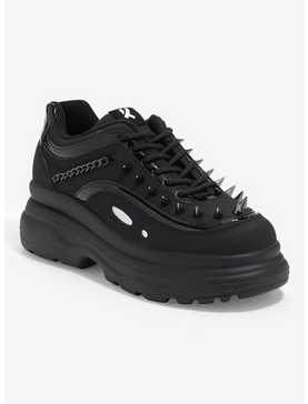 Yoki Black Studded Platform Sneakers, , hi-res