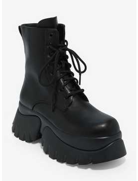 Koi Black Lace-Up Chunky Boots, , hi-res