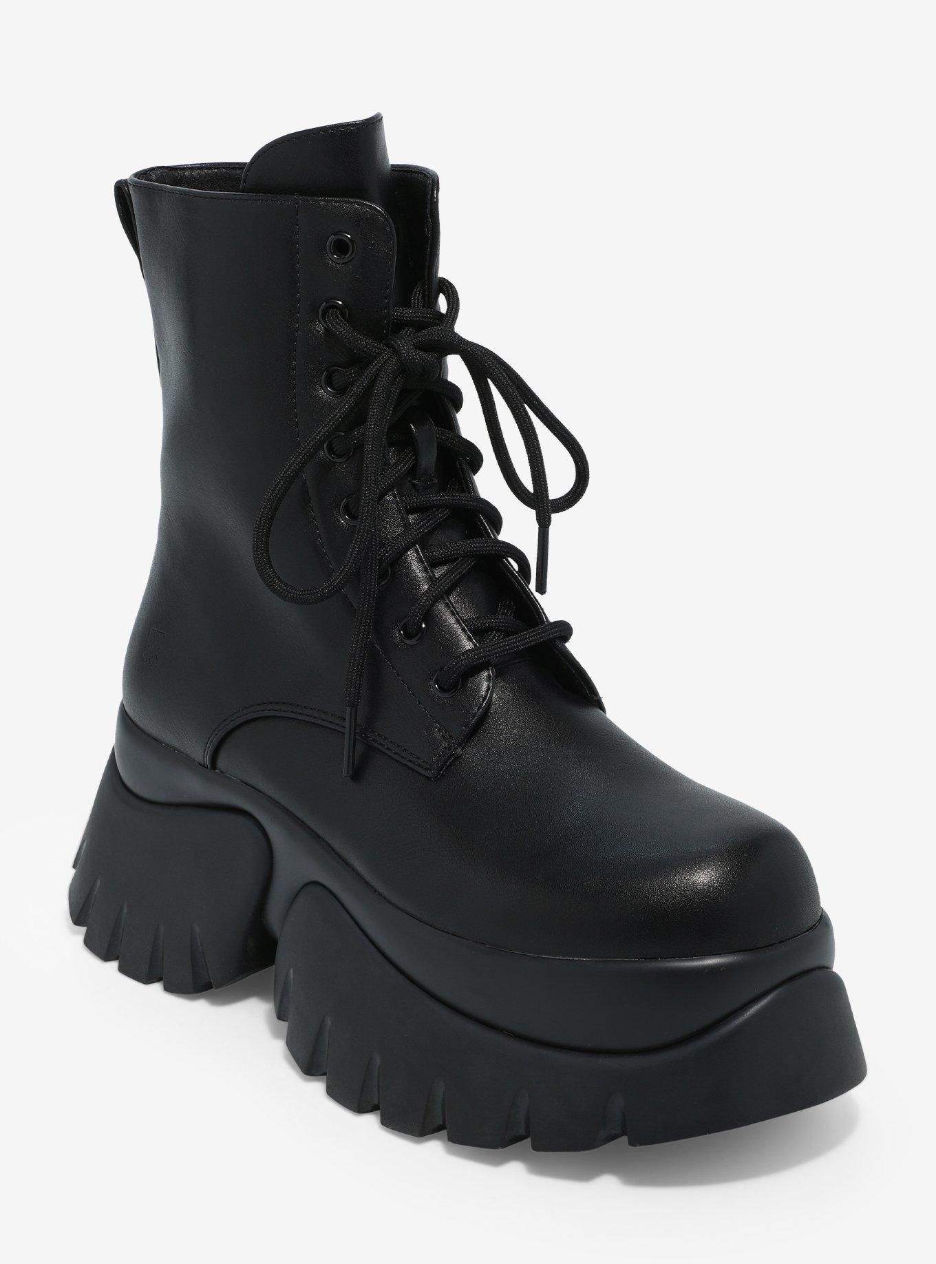 Koi Black Lace-Up Chunky Boots, MULTI, hi-res