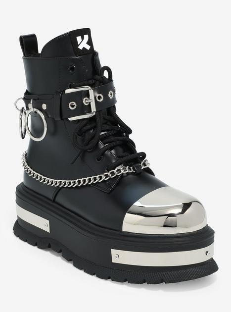 KOI Metal Hardware Platform Combat Boots | Hot Topic