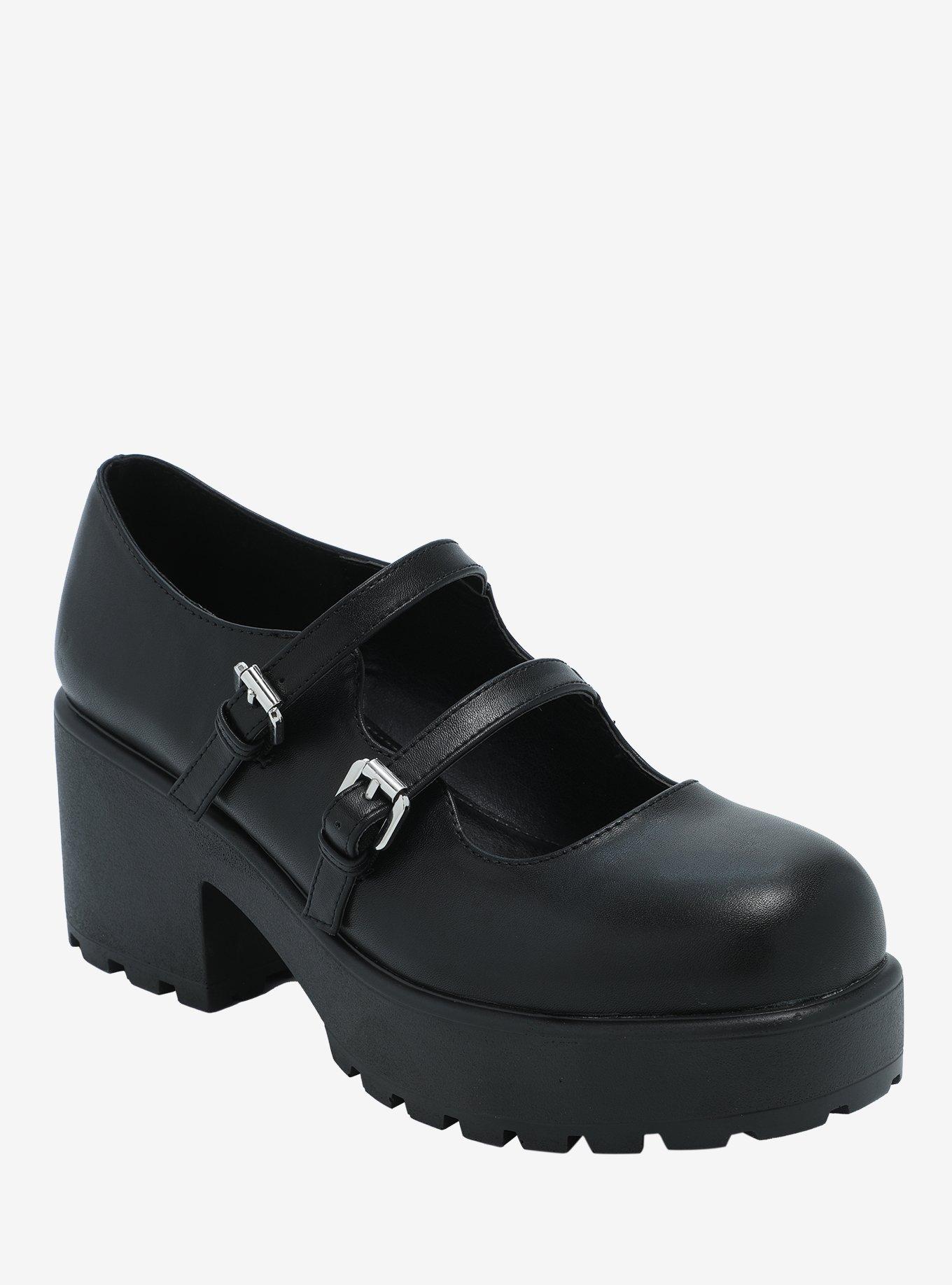 Black Multi-Strap Platform Mary Janes