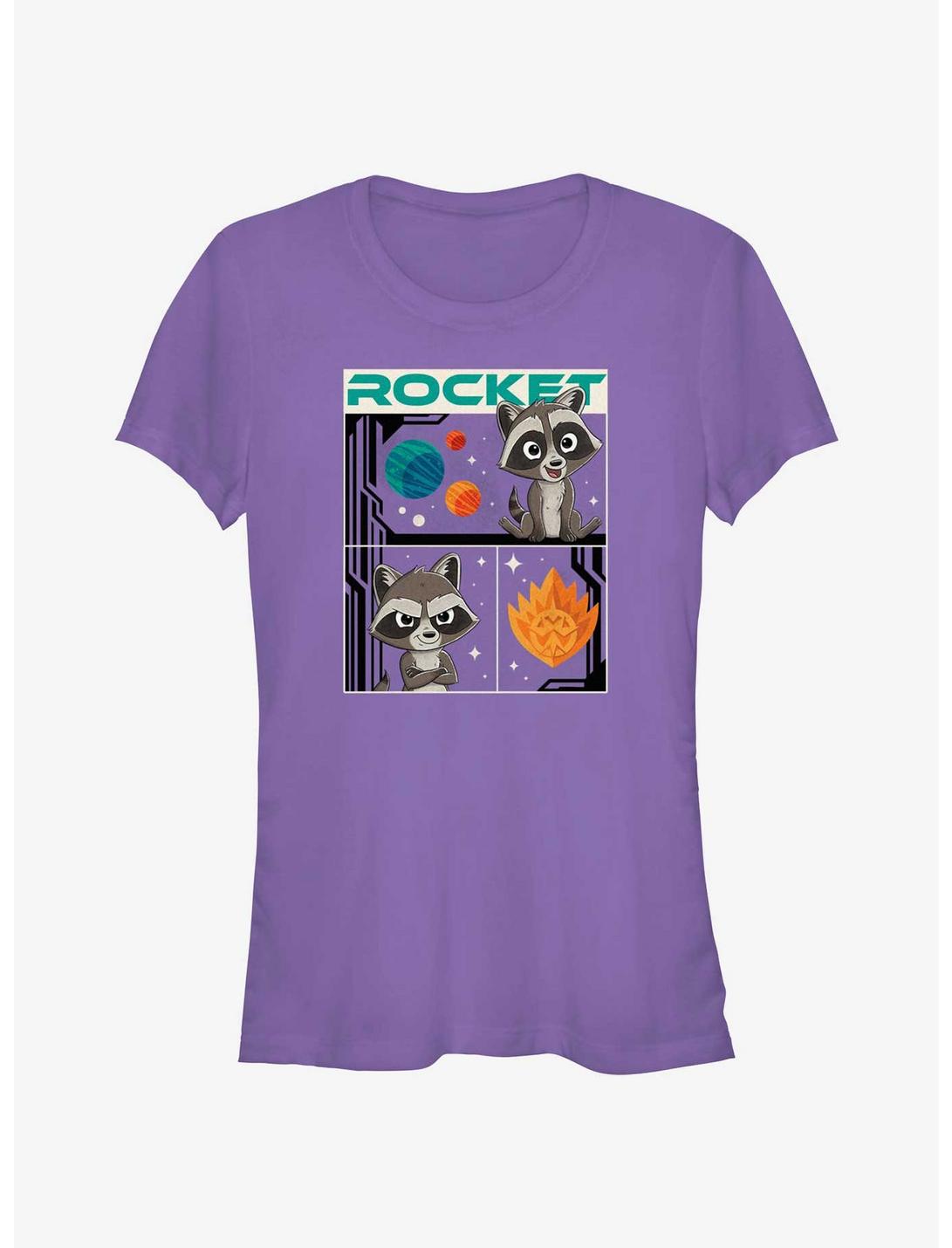 Marvel Guardians of the Galaxy Vol. 3 Baby Rocket Poster Girls T-Shirt, PURPLE, hi-res