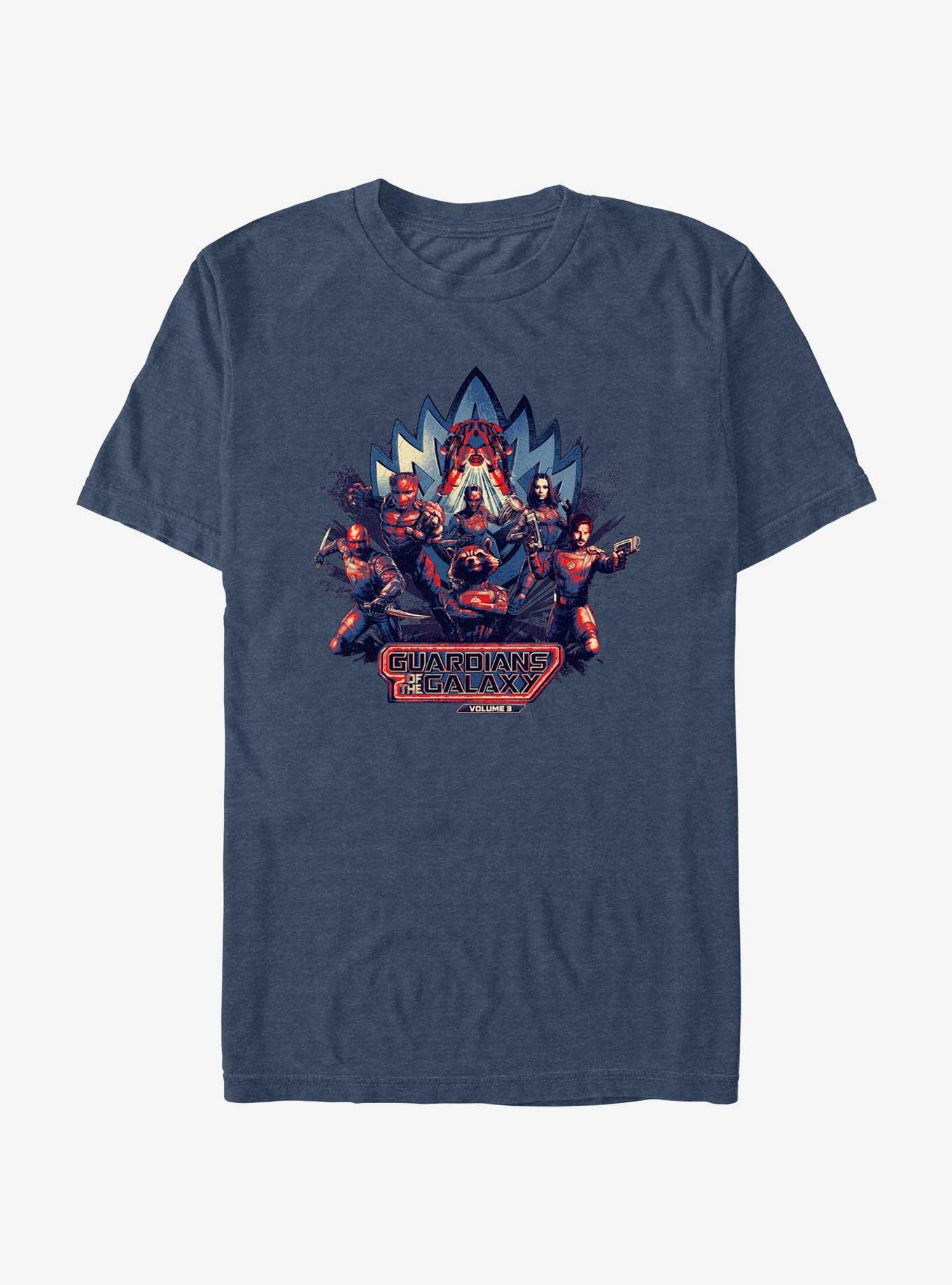 Marvel Guardians of the Galaxy Vol. 3 Group Badge T-Shirt, NAVY HTR, hi-res