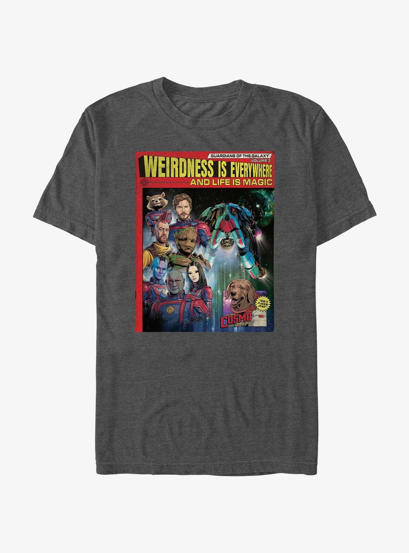 Marvel Guardians of the Galaxy Vol. 3 Weirdness Is Everywhere Poster T-Shirt, CHAR HTR, hi-res