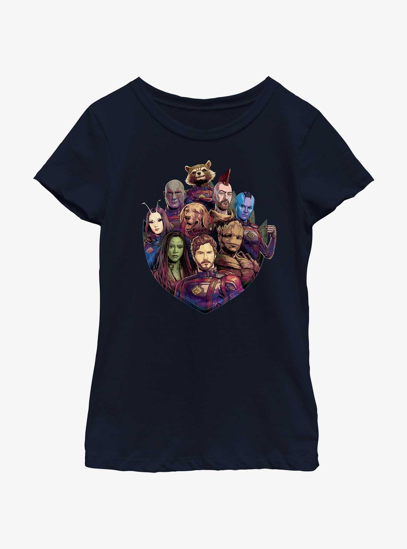 Marvel Guardians of the Galaxy Vol. 3 Badge Protectors Youth Girls T-Shirt, NAVY, hi-res