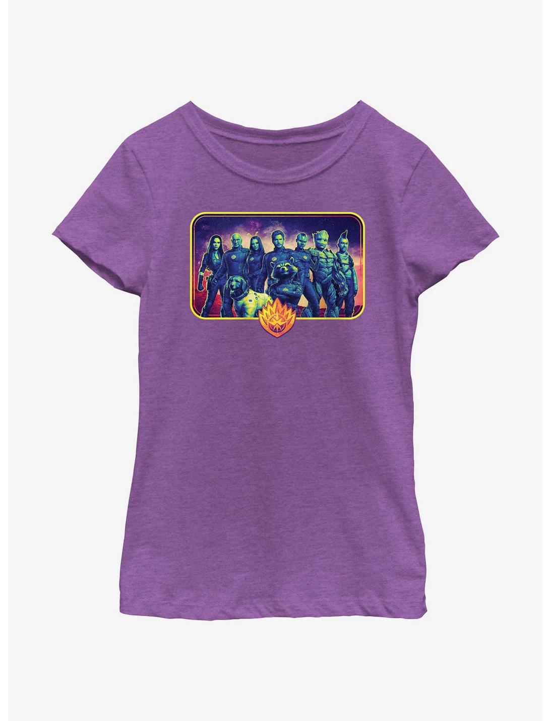 Marvel Guardians of the Galaxy Vol. 3 Cosmic Heroes Lineup Youth Girls T-Shirt, PURPLE BERRY, hi-res