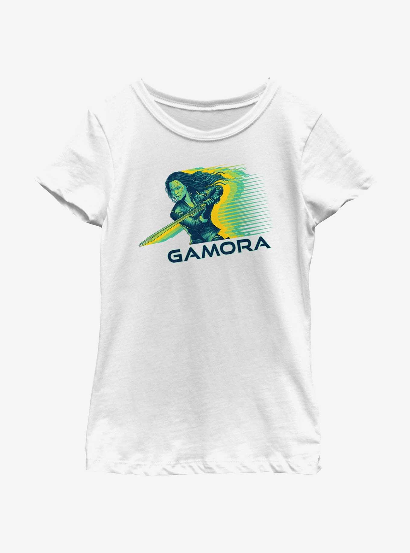 Marvel Guardians of the Galaxy Vol. 3 Gamora Sword Badge Youth Girls T-Shirt, WHITE, hi-res