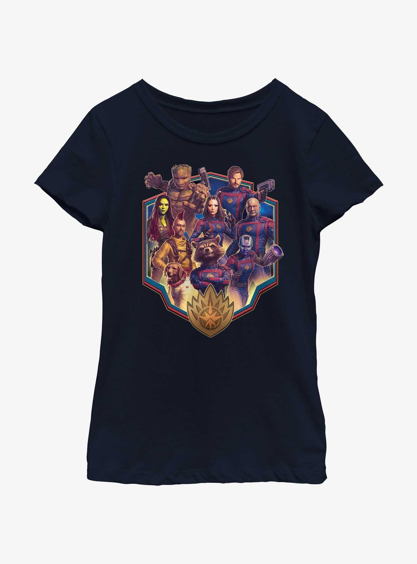 Marvel Guardians of the Galaxy Vol. 3 Guardians Family Youth Girls T-Shirt, NAVY, hi-res