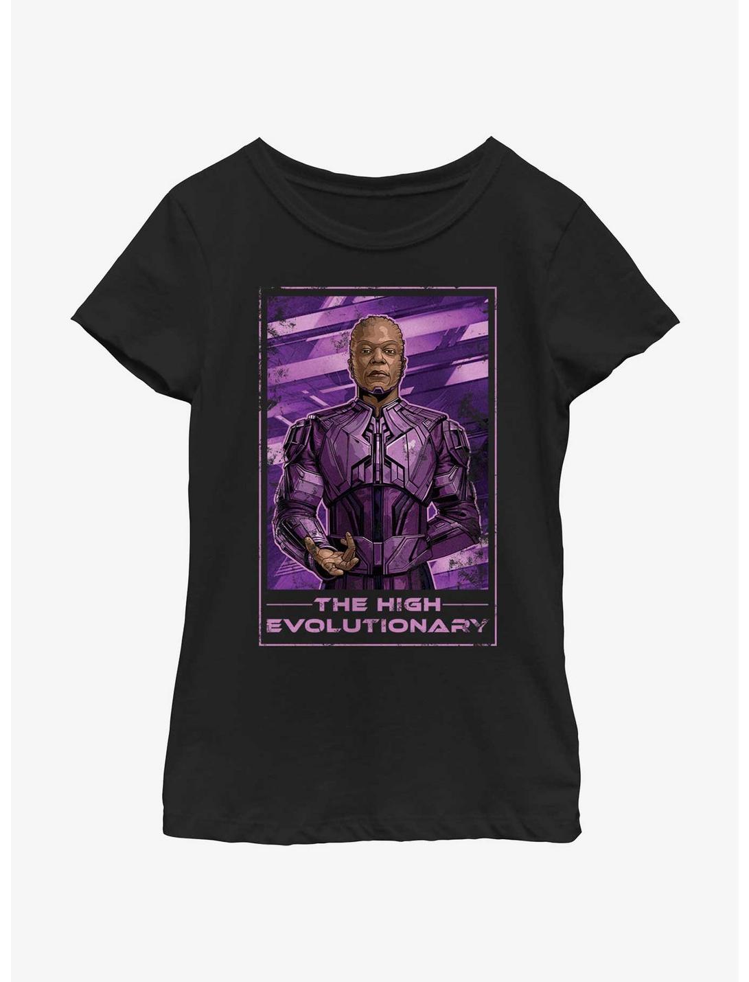Marvel Guardians of the Galaxy Vol. 3 High Evolutionary Poster Youth Girls T-Shirt, BLACK, hi-res