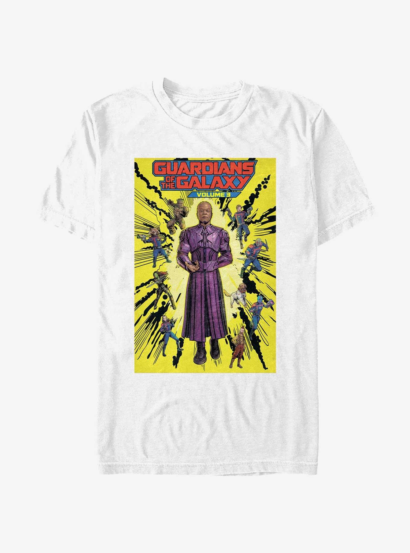 Marvel Guardians of the Galaxy Vol. 3 High Evolutionary Hero Groupshot Poster T-Shirt, WHITE, hi-res